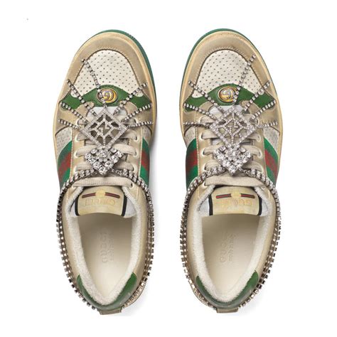 gucci screener sneaker|gucci screener sneaker with crystals.